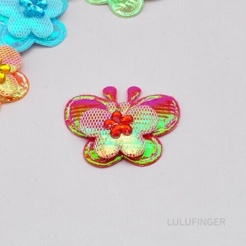 패브릭 꽃 나비 색상랜덤 3.8x3cm (약 50개입) 1R-01-312