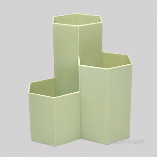 3칸 허니콤 연필꽂이 초록 10.5x10.5x11.8cm