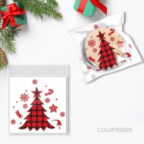 크리스마스 트리 선물 포장 봉투 10x10+3cm (약100개입) 2L-01-308