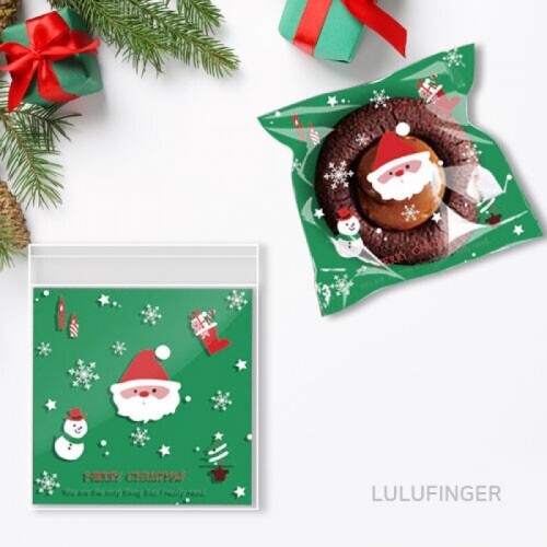 크리스마스 산타 선물 포장 봉투 10x10+3cm (약100개입) 2L-01-312
