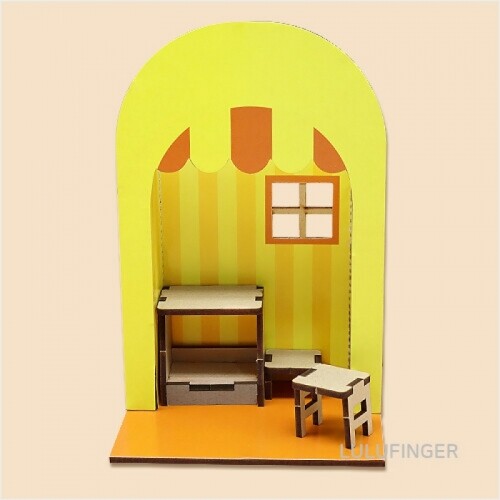 미니어쳐 캐릭터 하우스 노랑이 - 인쇄물 포함 10.9x8.8x16.8cm 1J-01-104