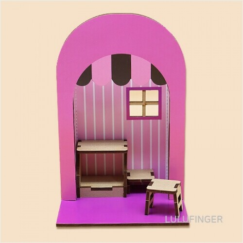 미니어쳐 캐릭터 하우스 분홍이 - 인쇄물 포함 10.9x8.8x16.8cm 1J-01-103